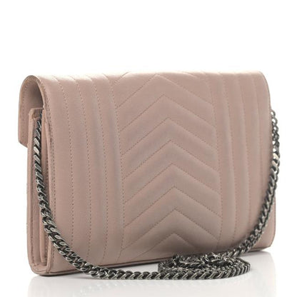 Saint Laurent Chain Wallet Monogram Envelope Tri-quilt Beige Sheepskin Leather Shoulder Bag - image 2
