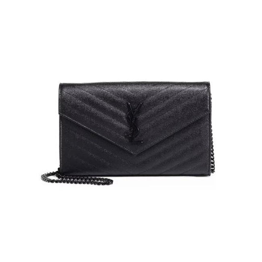 Saint Laurent Chain Wallet Monogram Medium Noir Envelope Black Leather Cross Body Bag - photo 1