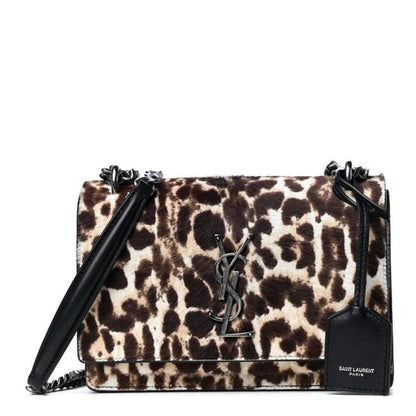 Saint Laurent Chain Wallet Sunset Leopard Print Monogram Small Natural Black Calf Hair Shoulder Bag - image 5