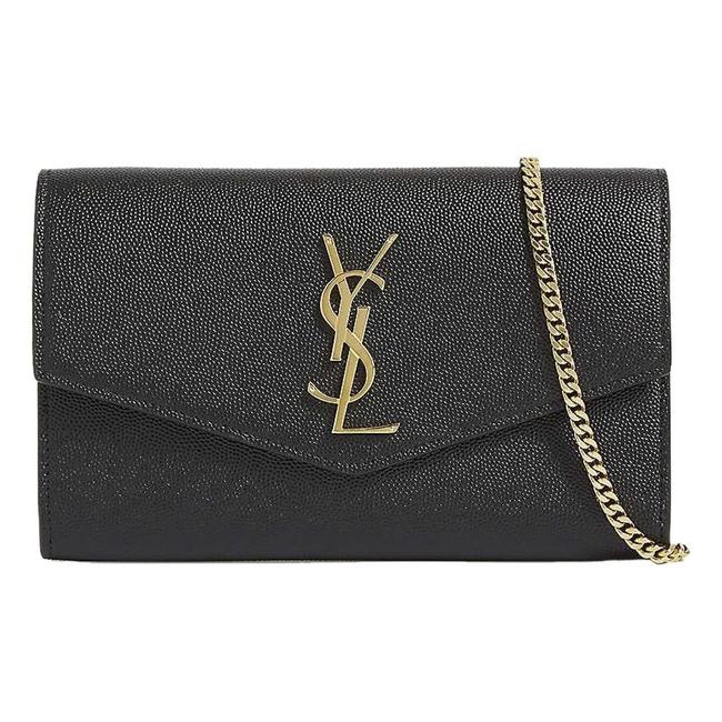 Saint Laurent Chain Wallet Ysl Uptown Woc In Grain De Poudre Embossed Black Leather Shoulder Bag - image 1