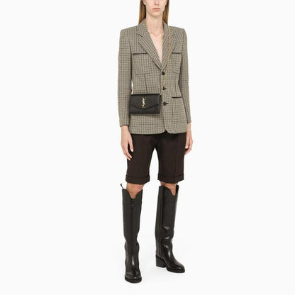 Saint Laurent Chain Wallet Ysl Uptown Woc In Grain De Poudre Embossed Black Leather Shoulder Bag - image 2