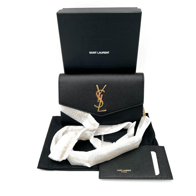 Saint Laurent Chain Wallet Ysl Uptown Woc In Grain De Poudre Embossed Black Leather Shoulder Bag - image 3