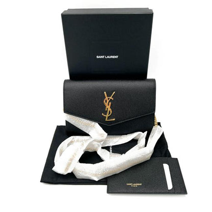 Saint Laurent Chain Wallet Ysl Uptown Woc In Grain De Poudre Embossed Black Leather Shoulder Bag - image 3
