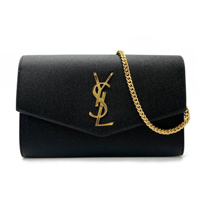 Saint Laurent Chain Wallet Ysl Uptown Woc In Grain De Poudre Embossed Black Leather Shoulder Bag - image 4