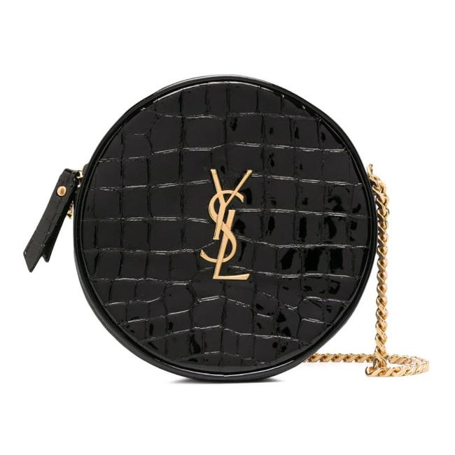 Saint Laurent Classic Camera Vinyle Ysl Monogram Round Croc-embossed Black Patent Leather Cross Body Bag - image 1