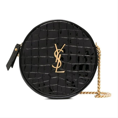 Saint Laurent Classic Camera Vinyle Ysl Monogram Round Croc-embossed Black Patent Leather Cross Body Bag - image 1