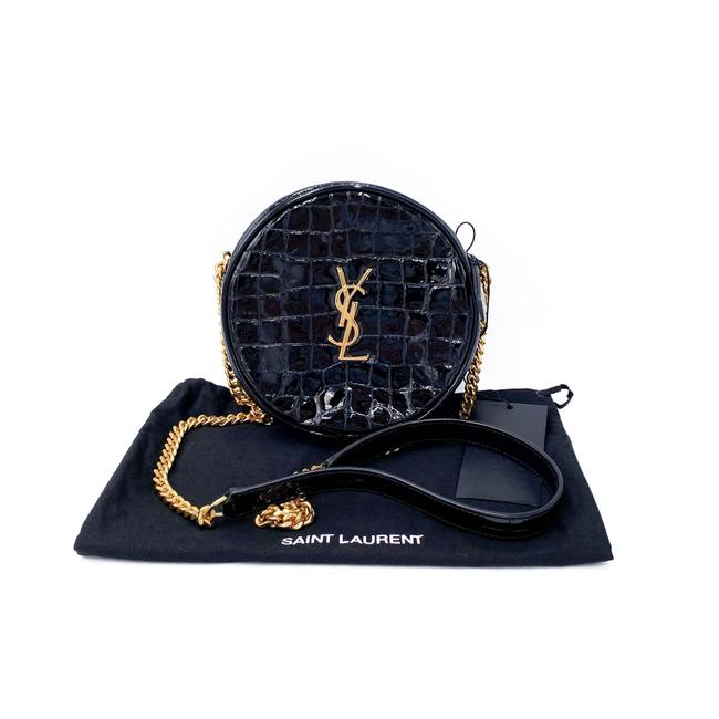 Saint Laurent Classic Camera Vinyle Ysl Monogram Round Croc-embossed Black Patent Leather Cross Body Bag - image 3