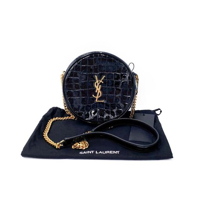 Saint Laurent Classic Camera Vinyle Ysl Monogram Round Croc-embossed Black Patent Leather Cross Body Bag - image 3
