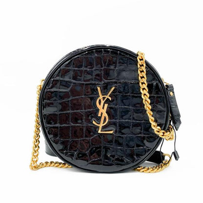 Saint Laurent Classic Camera Vinyle Ysl Monogram Round Croc-embossed Black Patent Leather Cross Body Bag - image 4