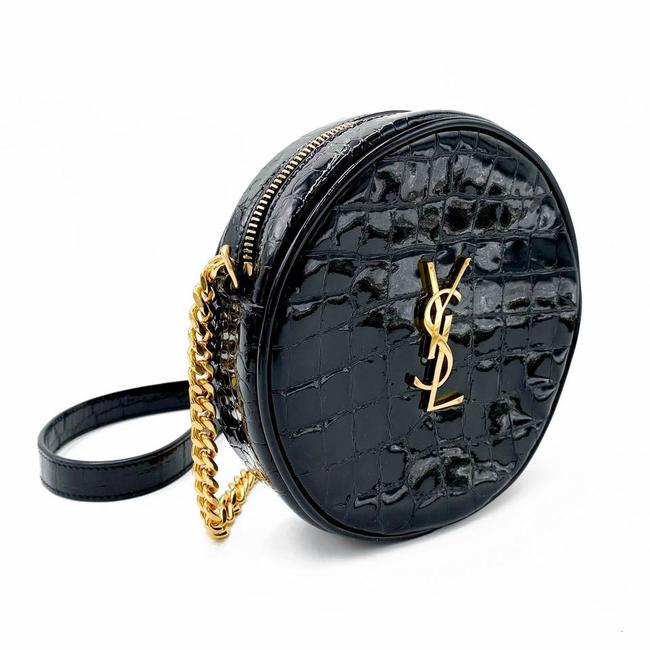 Saint Laurent Classic Camera Vinyle Ysl Monogram Round Croc-embossed Black Patent Leather Cross Body Bag - image 5