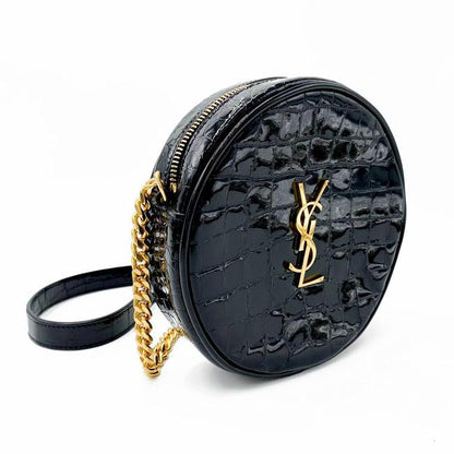 Saint Laurent Classic Camera Vinyle Ysl Monogram Round Croc-embossed Black Patent Leather Cross Body Bag - image 5