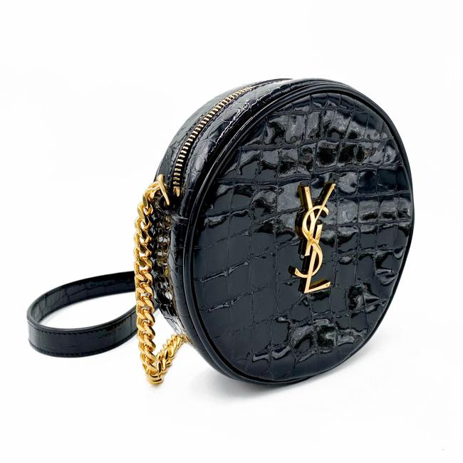 Saint Laurent Classic Camera Vinyle Ysl Monogram Round Croc-embossed Black Patent Leather Cross Body Bag - image 6