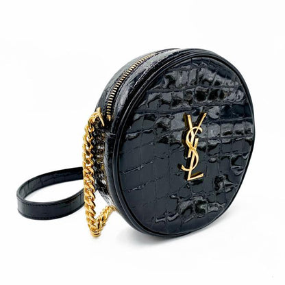 Saint Laurent Classic Camera Vinyle Ysl Monogram Round Croc-embossed Black Patent Leather Cross Body Bag - image 6