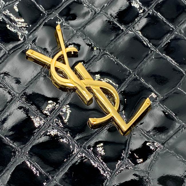 Saint Laurent Classic Camera Vinyle Ysl Monogram Round Croc-embossed Black Patent Leather Cross Body Bag - image 9