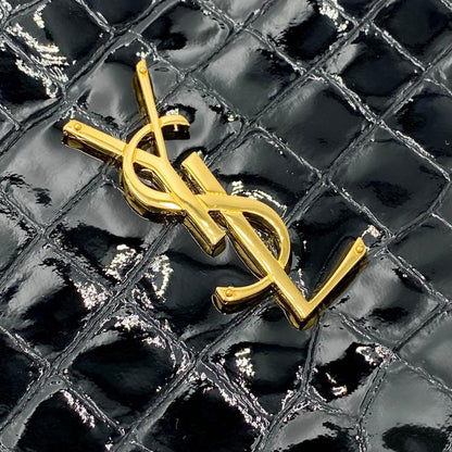 Saint Laurent Classic Camera Vinyle Ysl Monogram Round Croc-embossed Black Patent Leather Cross Body Bag - image 9