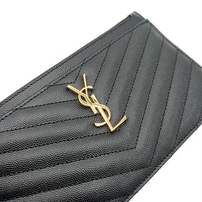 Saint Laurent Clutch Monogram Quilted Textured-leather Black Leather Wristlet - photo 11