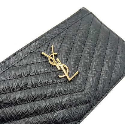 Saint Laurent Clutch Monogram Quilted Textured-leather Black Leather Wristlet - photo 11