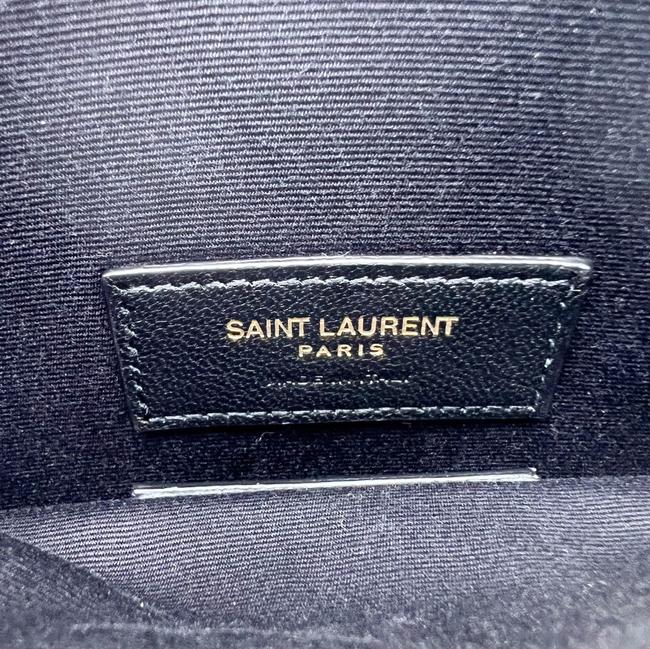 Saint Laurent Clutch Monogram Quilted Textured-leather Black Leather Wristlet - photo 12