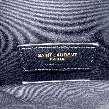 Saint Laurent Clutch Monogram Quilted Textured-leather Black Leather Wristlet - photo 12