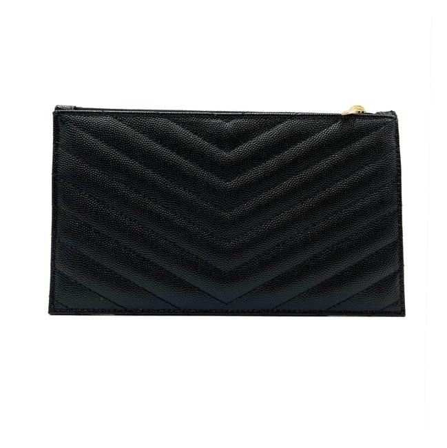 Saint Laurent Clutch Monogram Quilted Textured-leather Black Leather Wristlet - photo 5
