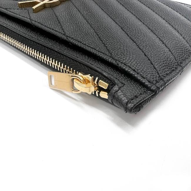 Saint Laurent Clutch Monogram Quilted Textured-leather Black Leather Wristlet - photo 7