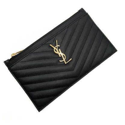 Saint Laurent Clutch Monogram Quilted Textured-leather Black Leather Wristlet - photo 8