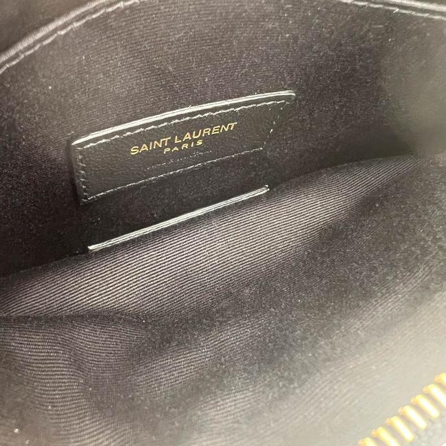 Saint Laurent Clutch Monogram Quilted Textured-leather Black Leather Wristlet - photo 10