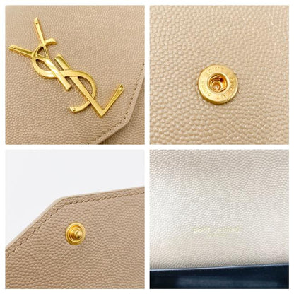 Saint Laurent Clutch Uptown Envelope Beige Leather Cross Body Bag - photo 12