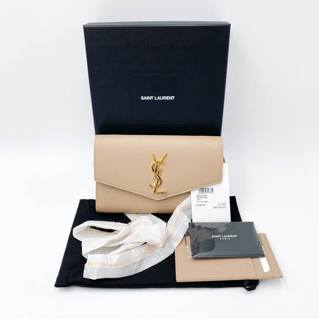 Saint Laurent Clutch Uptown Envelope Beige Leather Cross Body Bag - photo 4