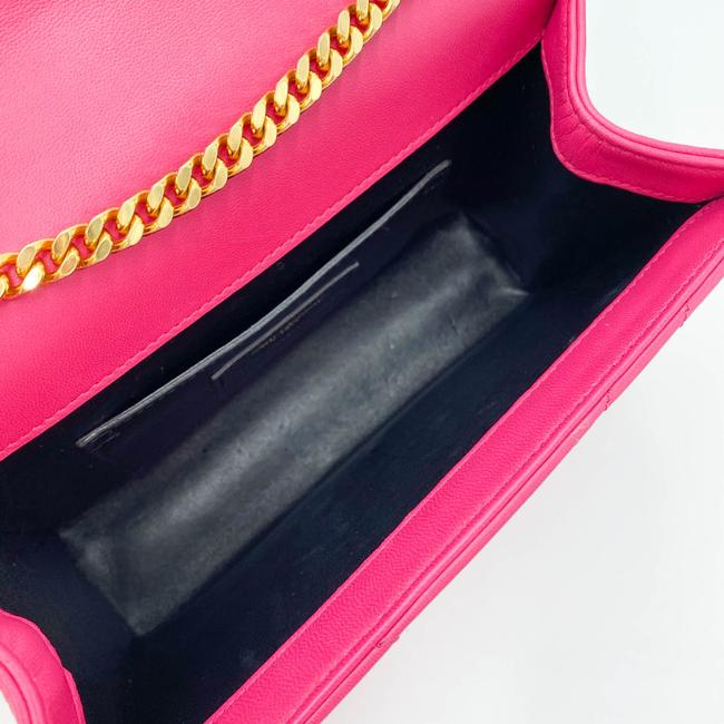 Saint Laurent College Lambskin Matelasse Chevron Small Monogram Satchel Pink Leather Shoulder Bag - image 11