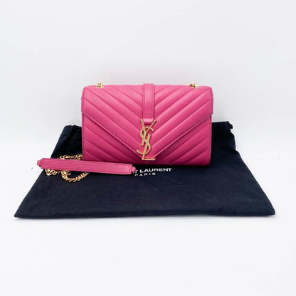 Saint Laurent College Lambskin Matelasse Chevron Small Monogram Satchel Pink Leather Shoulder Bag - image 4