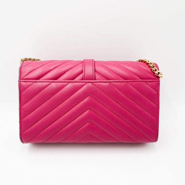Saint Laurent College Lambskin Matelasse Chevron Small Monogram Satchel Pink Leather Shoulder Bag - image 6