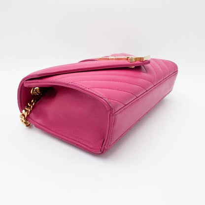 Saint Laurent College Lambskin Matelasse Chevron Small Monogram Satchel Pink Leather Shoulder Bag - image 7