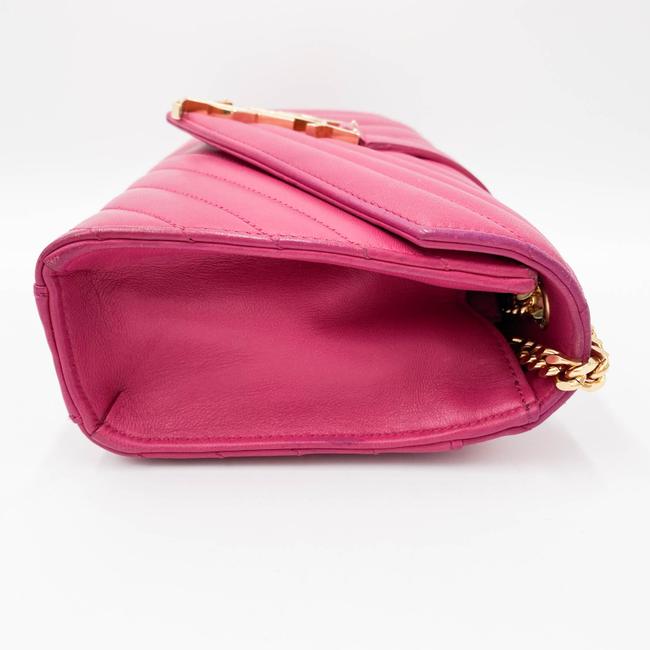 Saint Laurent College Lambskin Matelasse Chevron Small Monogram Satchel Pink Leather Shoulder Bag - image 9