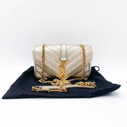 Saint Laurent College Monogram Classic Chain Wallet Matelasse Baby Chain Gold Leather Shoulder Bag - image 2