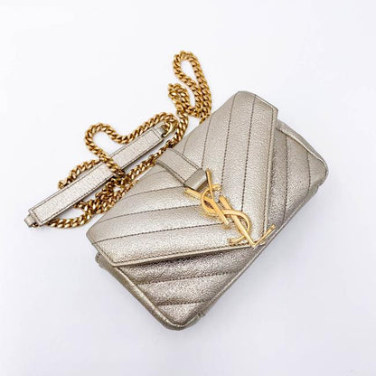 Saint Laurent College Monogram Classic Chain Wallet Matelasse Baby Chain Gold Leather Shoulder Bag - image 6