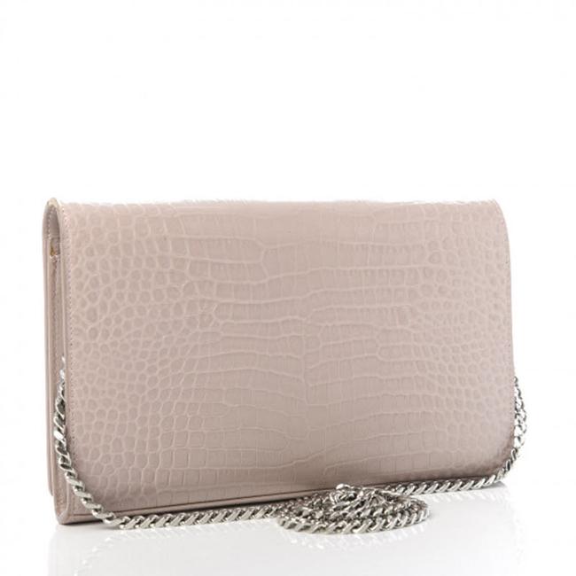 Saint Laurent Crocodile Embossed Monogram Woc Rose Antic Pink Leather Shoulder Bag - photo 4