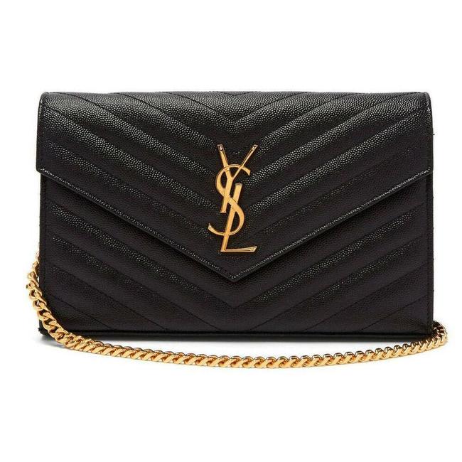 Saint Laurent Envelope Chain Wallet Monogram Matelasse Medium Black Leather Cross Body Bag - image 1