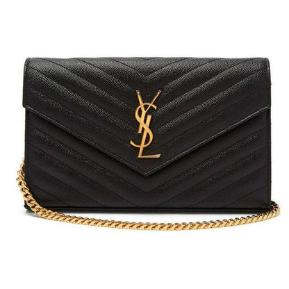 Saint Laurent Envelope Chain Wallet Monogram Matelasse Medium Black Leather Cross Body Bag - image 1