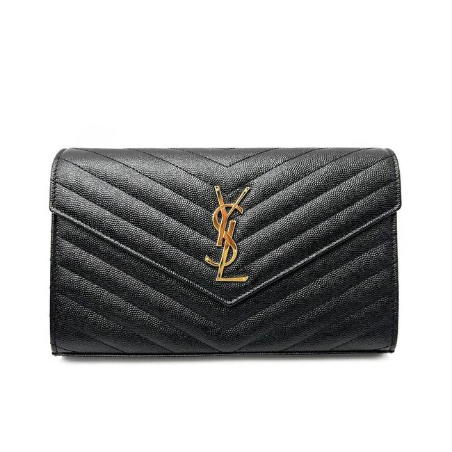 Saint Laurent Envelope Chain Wallet Monogram Matelasse Medium Black Leather Cross Body Bag - image 5