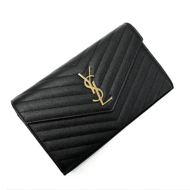 Saint Laurent Envelope Chain Wallet Monogram Matelasse Medium Black Leather Cross Body Bag - image 8