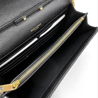 Saint Laurent Envelope Chain Wallet Monogram Matelasse Medium Black Leather Cross Body Bag - image 10