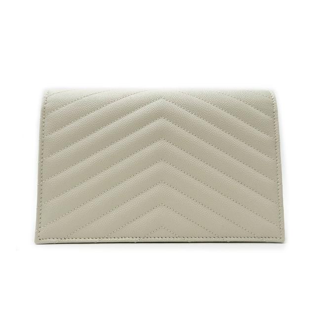 Saint Laurent Monogram Envelope Chain Wallet Medium Grained Matelasse White Leather Shoulder Bag - image 6