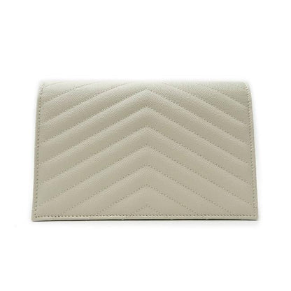 Saint Laurent Monogram Envelope Chain Wallet Medium Grained Matelasse White Leather Shoulder Bag - image 6