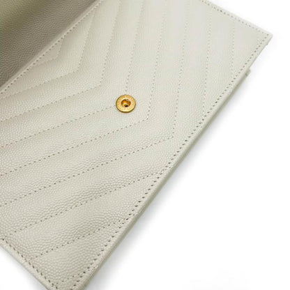 Saint Laurent Monogram Envelope Chain Wallet Medium Grained Matelasse White Leather Shoulder Bag - image 9