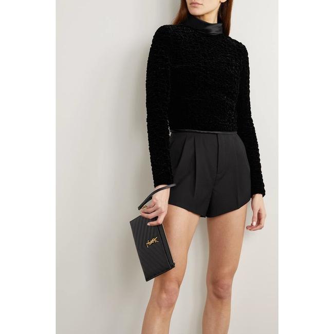 Saint Laurent Envelope Clutch Ysl Monogram Quilted Wallet Black Leather Wristlet - photo 2