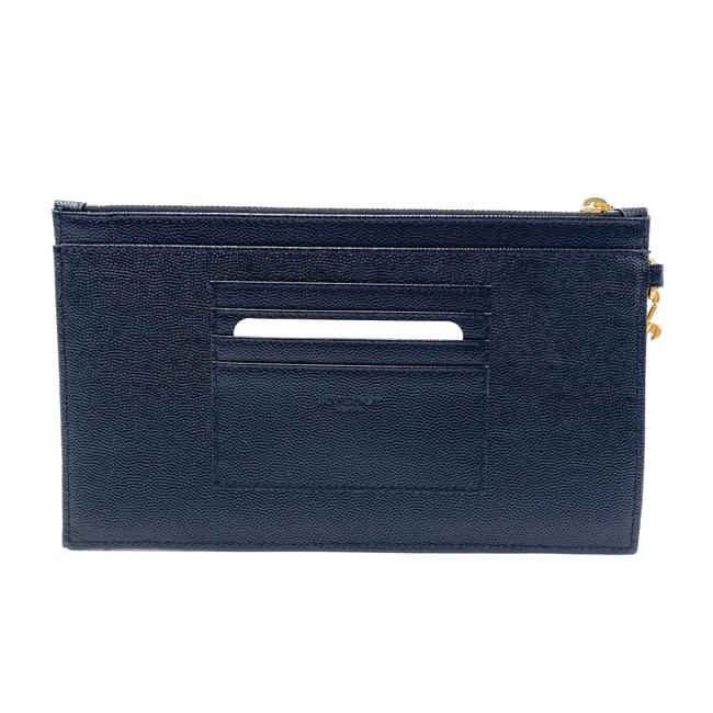 Saint Laurent Envelope Clutch Ysl Monogram Quilted Wallet Black Leather Wristlet - photo 7