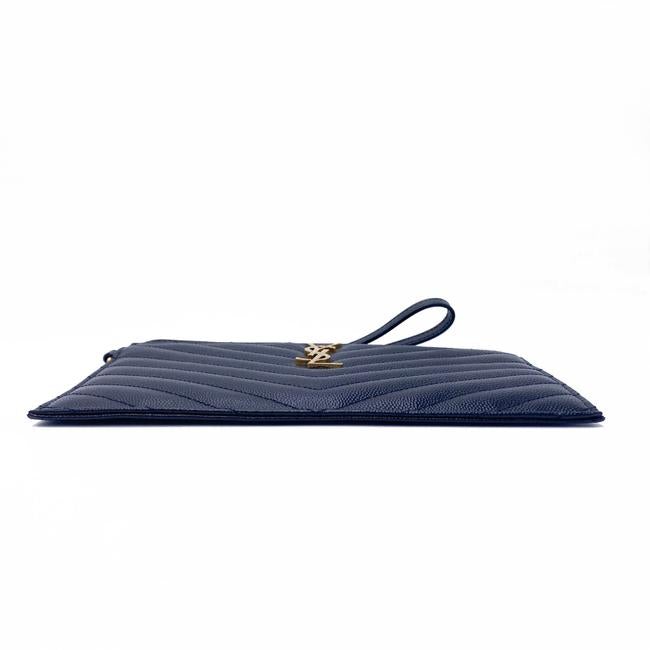 Saint Laurent Envelope Clutch Ysl Monogram Quilted Wallet Black Leather Wristlet - photo 9