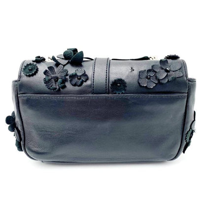 Saint Laurent Envelope Floral Embellished Baby Monogram Black Leather Shoulder Bag - photo 5
