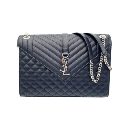 Saint Laurent Envelope Grain De Poudre Large Tri-quilt Monogram Satchel Black Leather Shoulder Bag - image 1